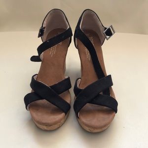 Toms Women’s Black Sandal Wedges